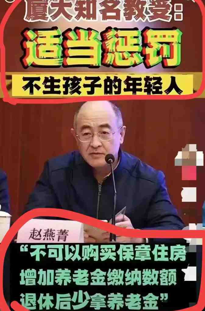 厦门大学教授赵燕菁：适当处罚不生孩子的年轻人